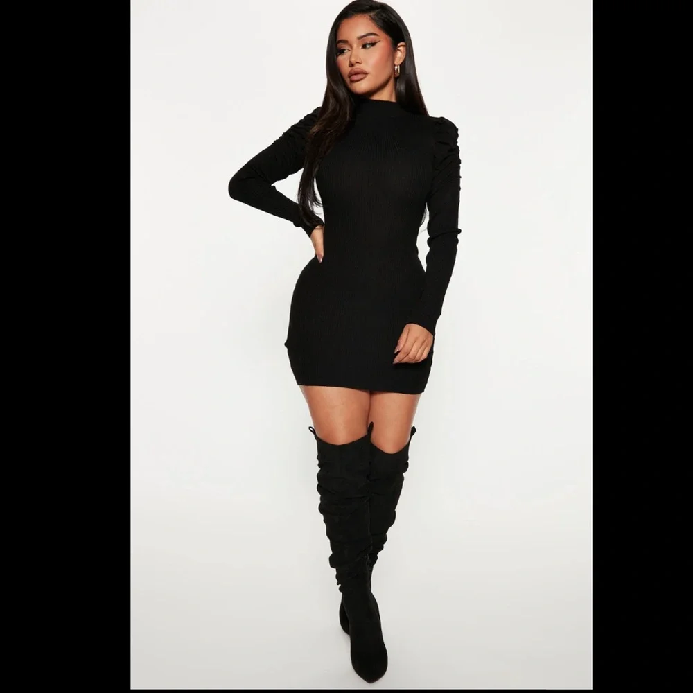 chinese dress ladies MEROKEETY Women's Long Sleeve Sweater Dress 2025 High Neck Slim Fit Ribbed  Knit Midi Winter Dresses, Black XS at Amazon Women's Clothing store main image 0